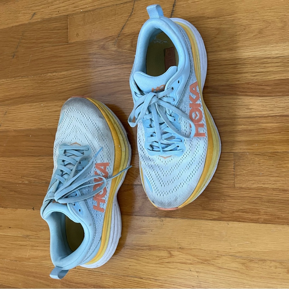Hoka One One Athletic Shoes - Light Blue and Yellow